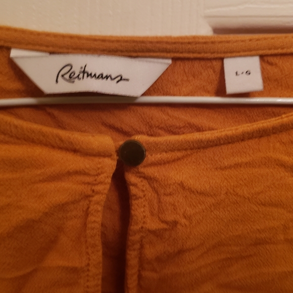 3/$25 Beautiful mustard yellow blouse from Reitmans, size L - Picture 2 of 6
